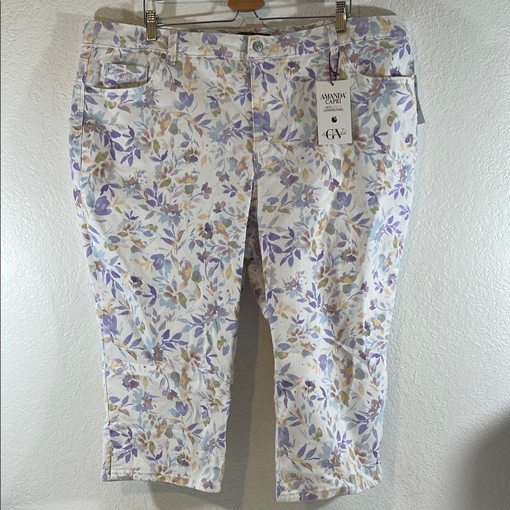 Gloria Vanderbilt Amanda Capri Vintage White Bahia Flora Size 24W MSRP $54 NEW - Picture 3 of 15